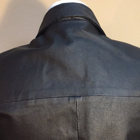 Vintage 1990's Genuine Black Leather zipper Jacket coat Oscar Piel Size L - Picture 7 of 14